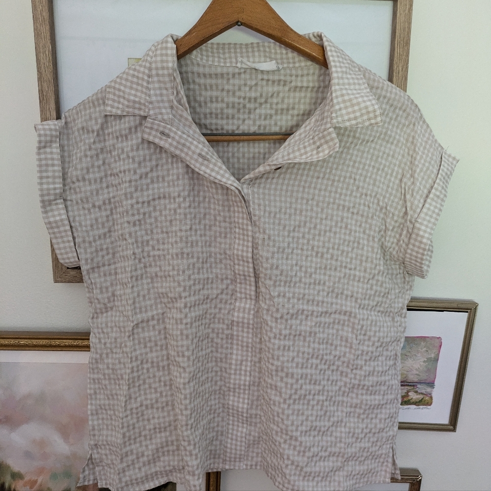Carly Jean Los Angeles Gingham Camp Shirt